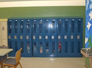 Lockers for clients at the Hospitality Hub