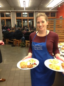 Serving dinner at Blanchet House