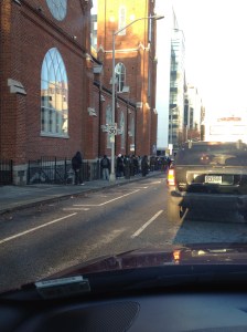 Even before it opens, there's a line around the corner for the morning sandwich ministry