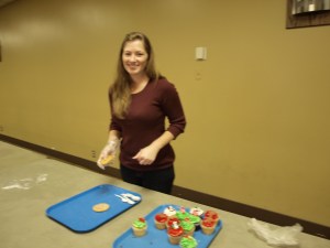 Sarah prepares dessert 